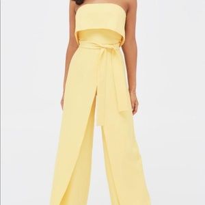 Double Layer Bandeau Wide Leg Jumpsuit In Yellow